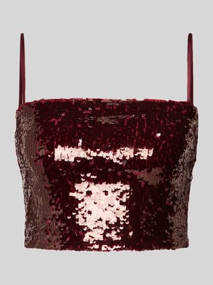 Slim fit korte top met pailletten Shop The Look MANNEQUINE