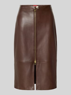 Schmaler Midi-Rock aus echtem Lammleder Modell 'Lacelo' Shop The Look MANNEQUINE