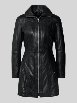 Płaszcz skórzany z naturalnej skóry jagnięcej nappa ze stójką Shop The Look MANNEQUINE