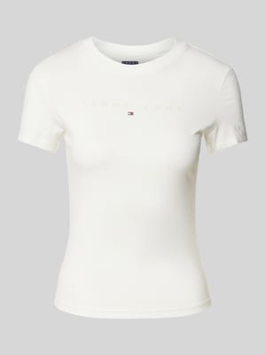 T-shirt met geribde ronde hals Shop The Look MANNEQUINE