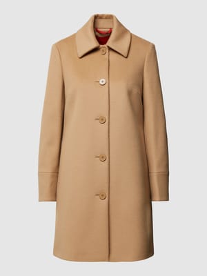 Lange jas van wol met platte kraag, model 'JET' Shop The Look MANNEQUINE