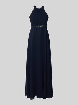 Abendkleid mit Ziersteinbesatz und Raffungen Shop The Look MANNEQUINE