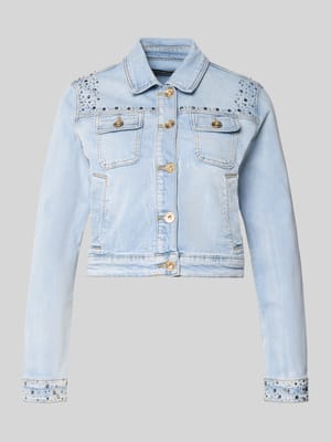 Cropped Jeansjacke mit Ziersteinbesatz Shop The Look MANNEQUINE