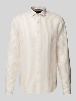 Slim fit linnen overhemd met kentkraag, model 'Sykia' Shop The Look MANNEQUINE