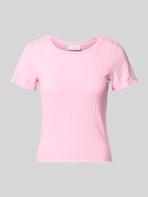t-shirt z mieszanki wiskozy w prążkowaniu Shop The Look MANNEQUINE