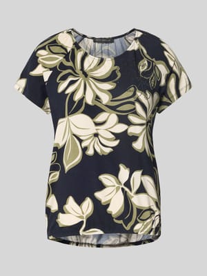 T-shirt z okrągłym dekoltem i obszyciem ozdobnymi kamieniami Shop The Look MANNEQUINE