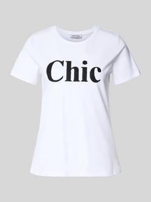 T-Shirt mit Rundhalsausschnitt und Perlen Shop The Look MANNEQUINE