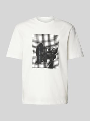T-Shirt mit geripptem Rundhalsausschnitt Shop The Look MANNEQUINE