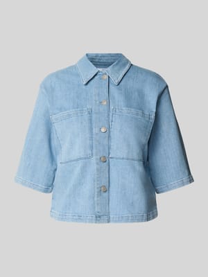 Cropped fit jeansoverhemd van katoenmix, model 'ANYA' Shop The Look MANNEQUINE