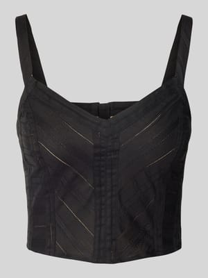 Korte top met afgeronde V-hals, model 'IRELLA' Shop The Look MANNEQUINE