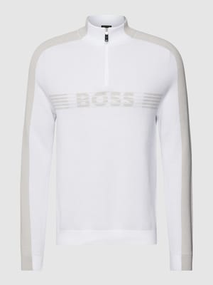 Gebreide pullover met labeldetails, model 'Zirros' Shop The Look MANNEQUINE