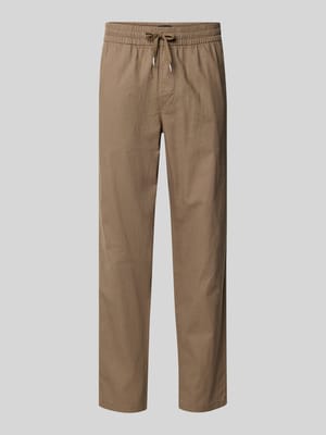 Spodnie z lnu o kroju straight fit z elastycznym pasem Model 'Barton' Shop The Look MANNEQUINE