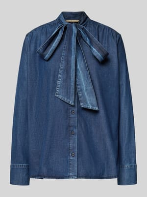 Jeansblouse met strik en knoopsluiting Shop The Look MANNEQUINE