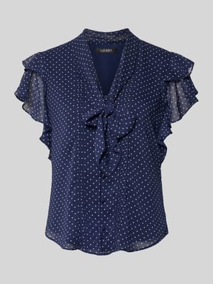 Bluzka z wiązaniem pod szyją o kroju regular fit z falbanami Model 'PRUGAN' Shop The Look MANNEQUINE