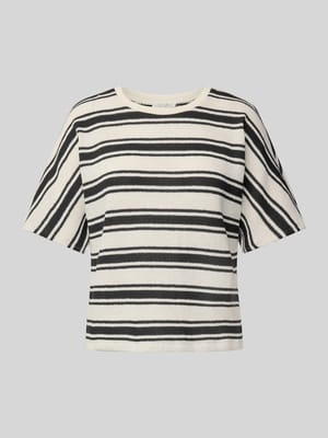 T-shirt z prążkowanym okrągłym dekoltem Shop The Look MANNEQUINE