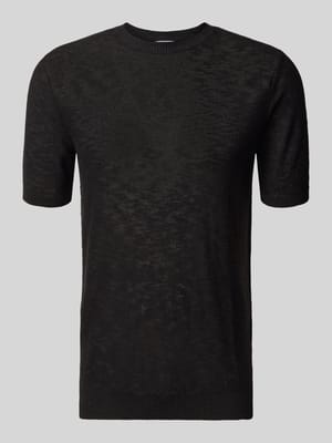 Slim Fit T-Shirt aus Leinen-Mix in Strick-Optik Shop The Look MANNEQUINE