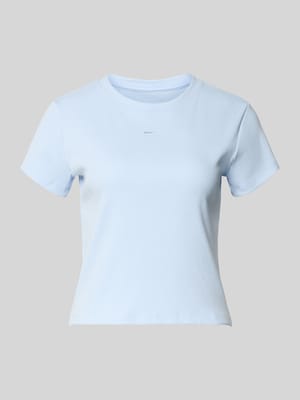 Cropped T-Shirt in Ripp-Optik mit Logo Shop The Look MANNEQUINE