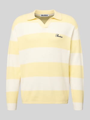 Regular Fit Strick-Poloshirt mit Block-Streifen Shop The Look MANNEQUINE