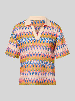 Boxy Fit T-Shirt mit Polokragen und V-Ausschnitt Shop The Look MANNEQUINE