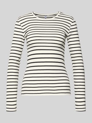 Bluzka z długim rękawem o kroju slim fit z mieszanki bawełny Shop The Look MANNEQUINE