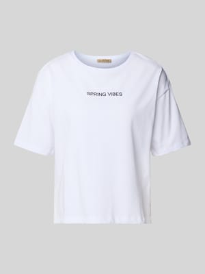 Boxy fit T-shirt met stitching en ronde hals Shop The Look MANNEQUINE