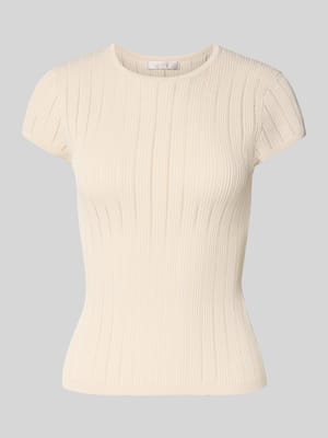 T-shirt w wzór pointelle z okrągłym dekoltem Shop The Look MANNEQUINE