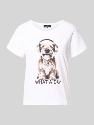 Regular Fit T-Shirt mit Ziersteinbesatz Shop The Look MANNEQUINE