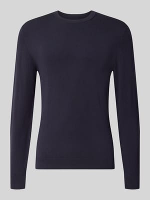 Sweter z dzianiny z prążkowanym okrągłym dekoltem Shop The Look MANNEQUINE