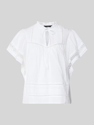 regular fit blouse met vetersluiting en ajourwerk Shop The Look MANNEQUINE