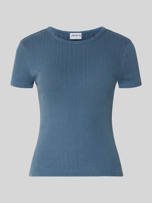 T-Shirt in Pointelle-Strick mit Rundhalsausschnitt Shop The Look MANNEQUINE
