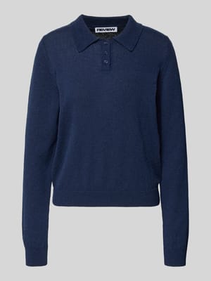 Langärmliger Polo-Gebreide pullover aus Bouclé-Effectgaren Shop The Look MANNEQUINE
