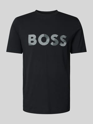 T-Shirt mit Logo-Print und Rundhalsausschnitt Shop The Look MANNEQUINE