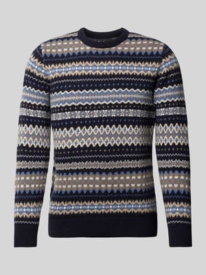 Sweter z dzianiny z okrągłym dekoltem model ‘Case Fairisle’ Shop The Look MANNEQUINE