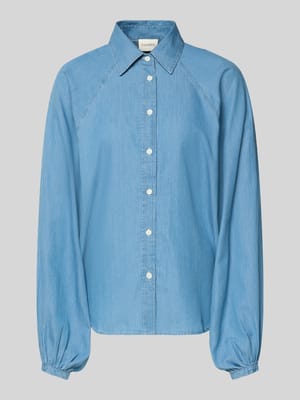 relaxed fit blouse in denimlook Shop The Look MANNEQUINE