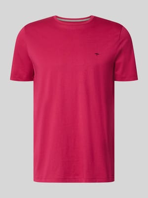T-Shirt mit Rundhalsausschnitt und Label-Stitching Shop The Look MANNEQUINE