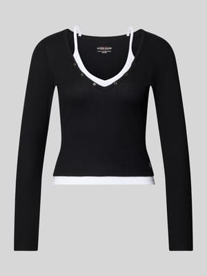 Slim Fit Longsleeve mit Strukturmuster Shop The Look MANNEQUINE