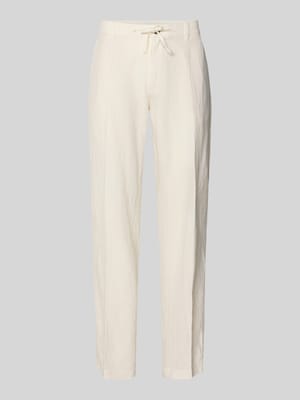 Straight leg linnenbroek met tunnelkoord model 'LEROY' Shop The Look MANNEQUINE
