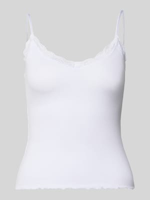 Slim Fit Top aus Viskose-Mix mit Spitzenbesatz Shop The Look MANNEQUINE