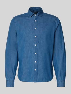 Regular Fit Freizeithemd in Denim-Optik mit Kentkragen Shop The Look MANNEQUINE