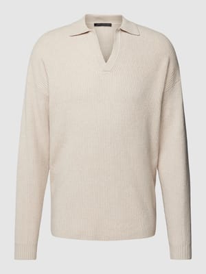 Sweter z dzianiny z dekoltem w serek model ‘RUSTINO’ Shop The Look MANNEQUINE