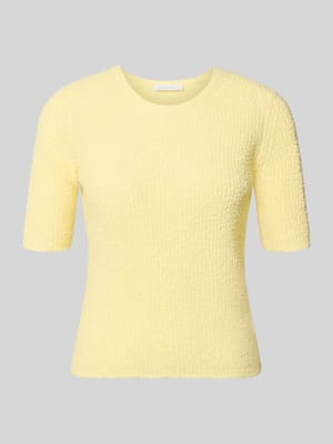 T-Shirt in Strick-Optik mit Rundhalsausschnitt Shop The Look MANNEQUINE