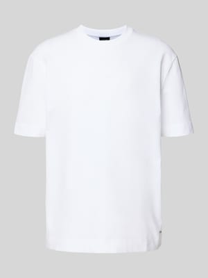 T-shirt met geribde ronde hals, model 'Achilleas' Shop The Look MANNEQUINE