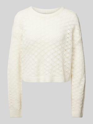 Regular Fit Strickpullover mit Lochstrickmuster Modell 'MIAMI' Shop The Look MANNEQUINE