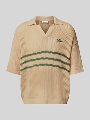 Gebreid shirt met polokraag en labelstitching Shop The Look MANNEQUINE