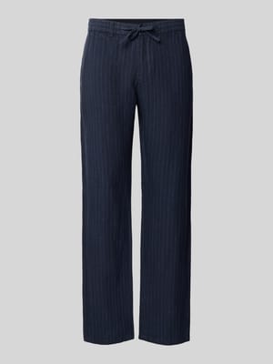 Spodnie z lnu o kroju straight fit z kieszeniami z tyłu Shop The Look MANNEQUINE