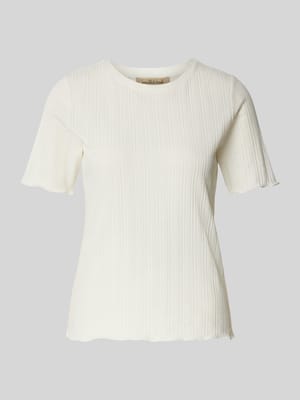 T-shirt z okrągłym dekoltem i falistym wykończeniem Shop The Look MANNEQUINE