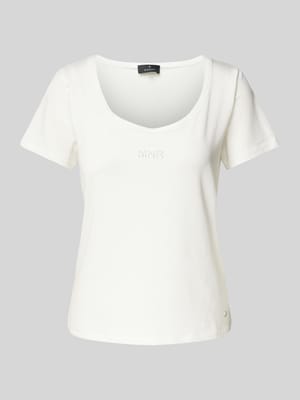 T-Shirt mit geripptem U-Ausschnitt Shop The Look MANNEQUINE