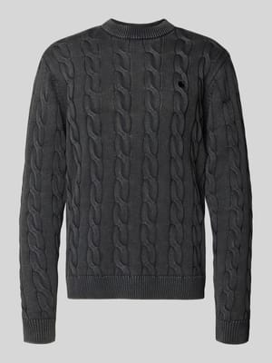 Gebreide pullover met kabelpatroon en labelstitching Shop The Look MANNEQUINE