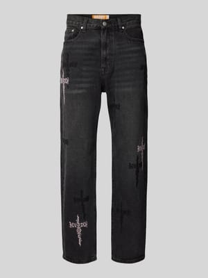 Baggy Fit Jeans mit Motiv-Stitching Shop The Look MANNEQUINE