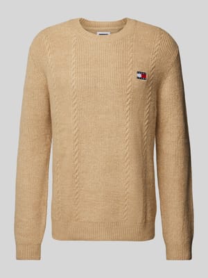 Gebreide pullover met kabelpatroon, model 'SLIM CABLE' Shop The Look MANNEQUINE